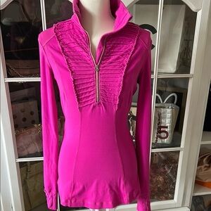 Lululemon Pink Ruffled Half Zip SZ 8